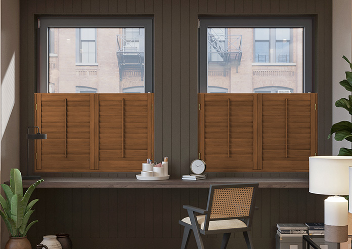 Kensington, Antique Cherry - Cafe Style Plantation Shutter - Image 6